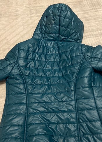 Kadın Mavi Kapüşonlu Fermuarlı Ceket - Görsel 4