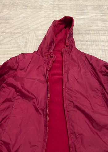 Bordo Fermuarlı Kadın çift taraflı Midi Ceket - Görsel 2