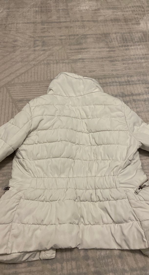 Beyaz Kadın Midi Kışlık Mont Kürklü - Görsel 4