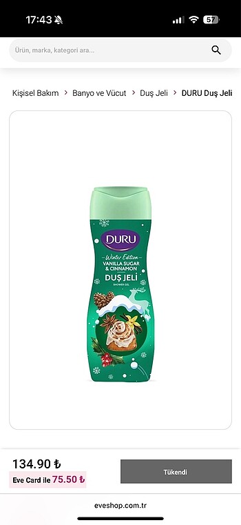 Duru Vanilya Tarçın Duş Jeli