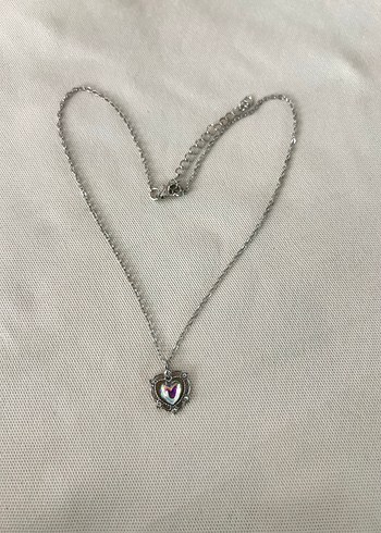 Mavi Kalp Detaylı Gotik Zincir Kolye - Görsel 3