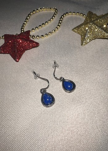 Mini Lacivert Boncuklu Küpe - Görsel 3