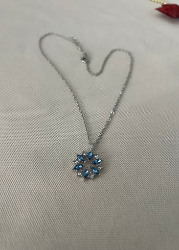 Mavi Taşlı Zincir Detaylı Midi Kraliçe Kolye - Görsel 2