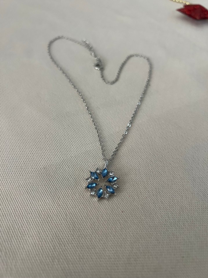 Mavi Taşlı Zincir Detaylı Midi Kraliçe Kolye - Görsel 2