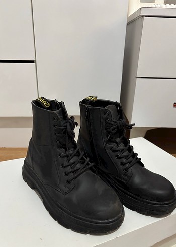 Siyah Platform Topuklu Punk Bot