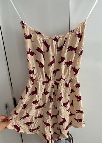 H&M Bohem Leopar Desenli Straplez Mini Tulum