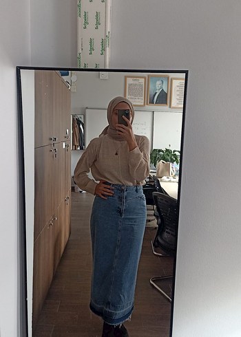 Kadın Mavi Denim Etek - Görsel 3