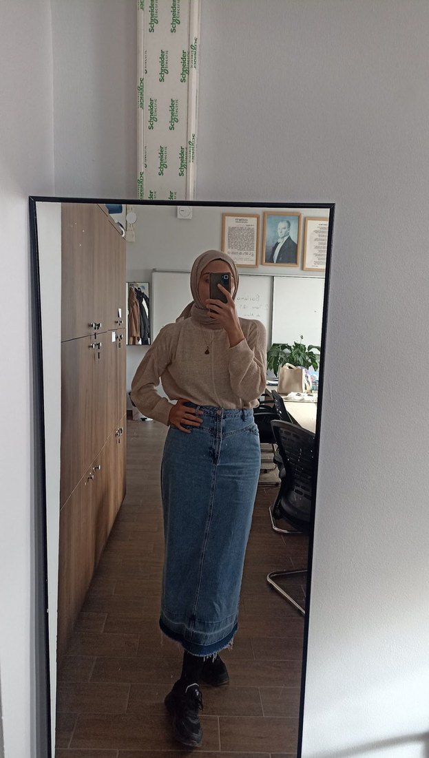 Kadın Mavi Denim Etek - Görsel 3