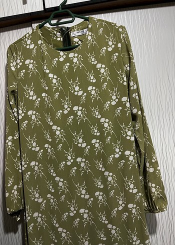 Yeşil, Uzun Kollu, Baskılı Bohem Elbise - Görsel 3