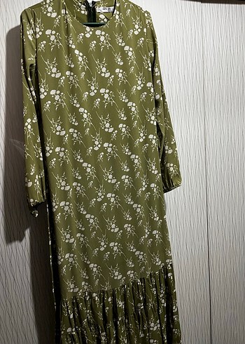 Yeşil, Uzun Kollu, Baskılı Bohem Elbise - Görsel 2