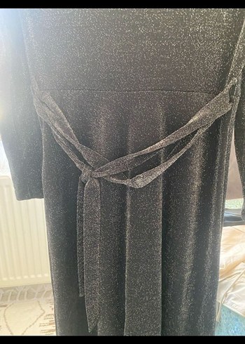 Uzun Kollu V Yakalı Gri Kadın Elbise - Görsel 3