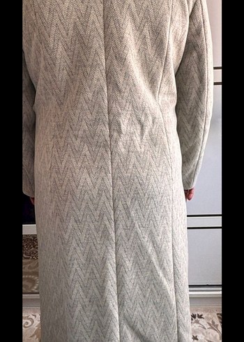 Gri Yün Düğmeli Uzun Hamile Kabanı - Görsel 3