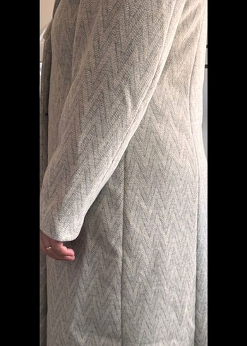 Gri Yün Düğmeli Uzun Hamile Kabanı - Görsel 2