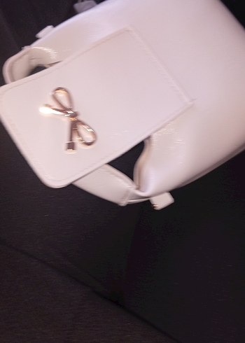 Deri Beyaz Kadın Çanta Fiyonk Detaylı - Görsel 14