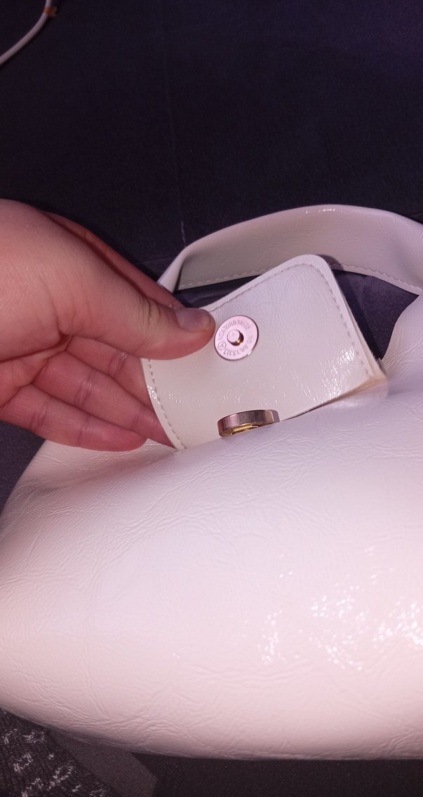 Deri Beyaz Kadın Çanta Fiyonk Detaylı - Görsel 5