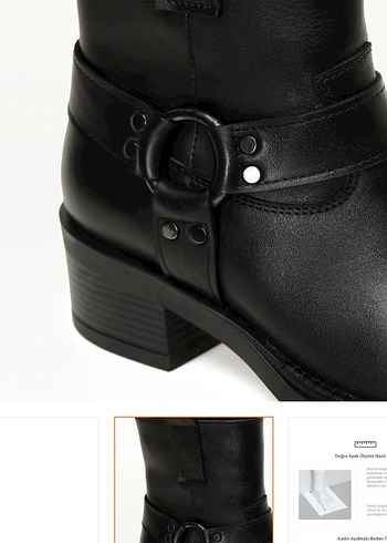 Nine West Klasik Siyah Hakiki Deri Tokalı Biker Bot Sıfır Kutulu - Görsel 6