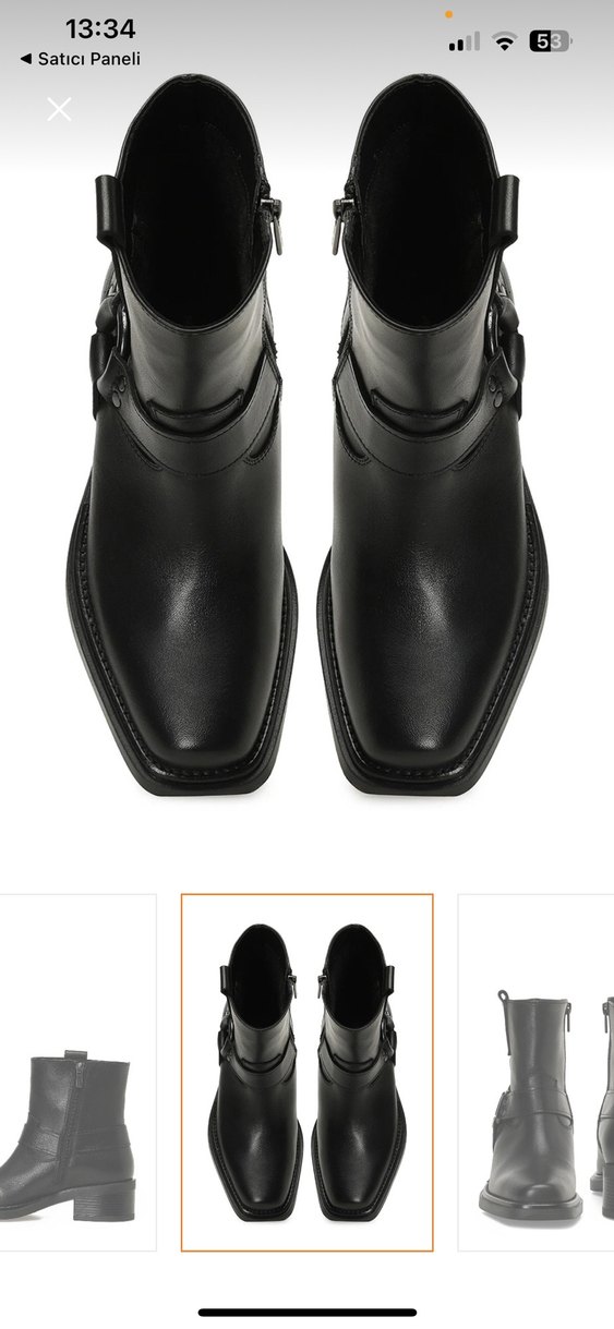 Nine West Klasik Siyah Hakiki Deri Tokalı Biker Bot Sıfır Kutulu - Görsel 3