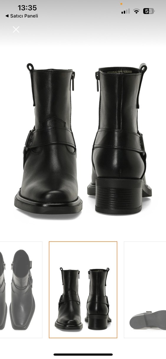 Nine West Klasik Siyah Hakiki Deri Tokalı Biker Bot Sıfır Kutulu - Görsel 4