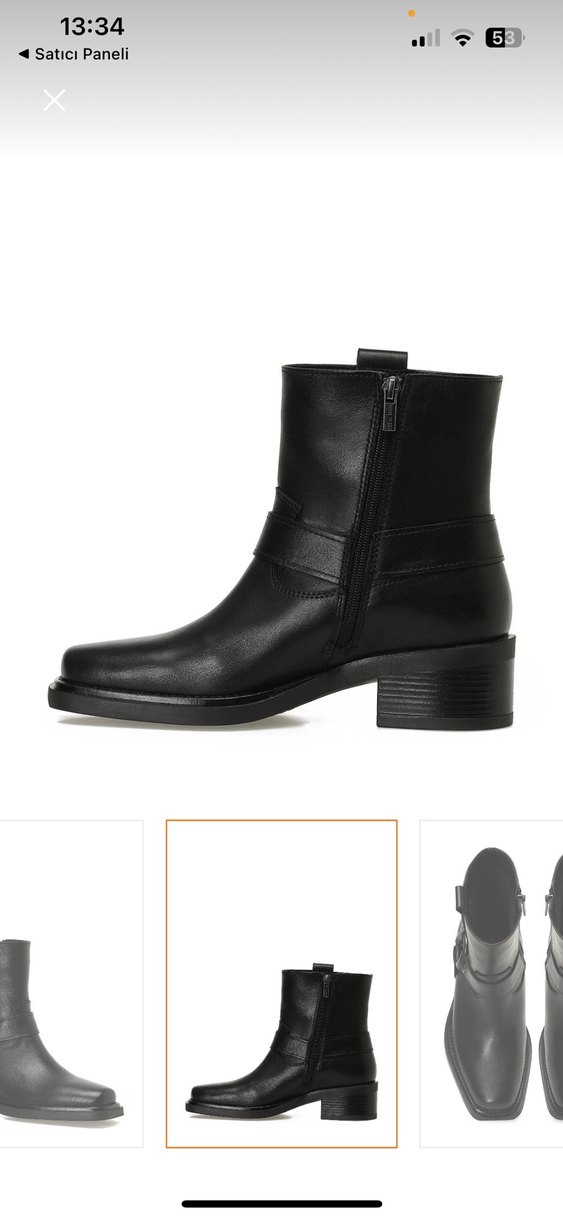 Nine West Klasik Siyah Hakiki Deri Tokalı Biker Bot Sıfır Kutulu - Görsel 2