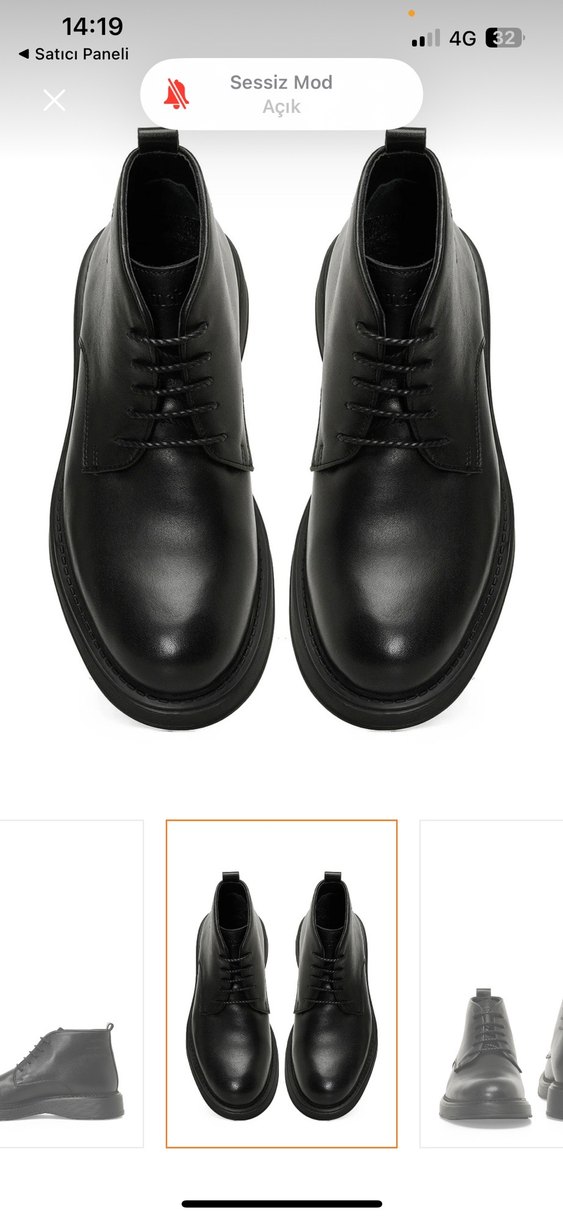 İnci Rons Siyah Deri Erkek Bot - Görsel 4