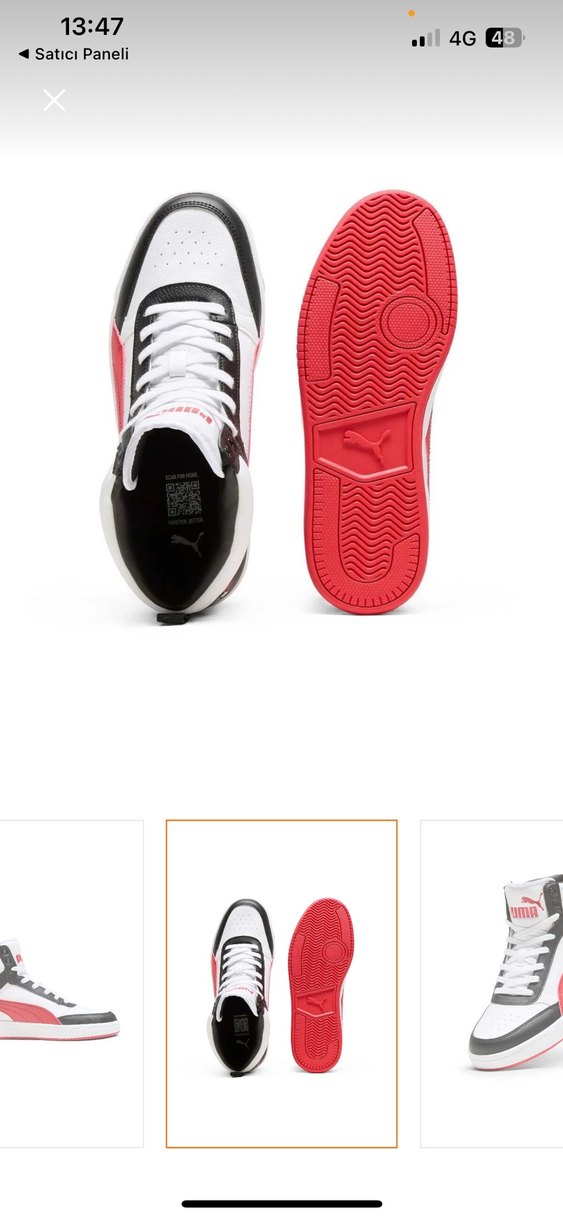 Puma Kırmızı Baskılı Spor Ayakkabı Velcro Detaylı Sıfır Kutulu - Görsel 4