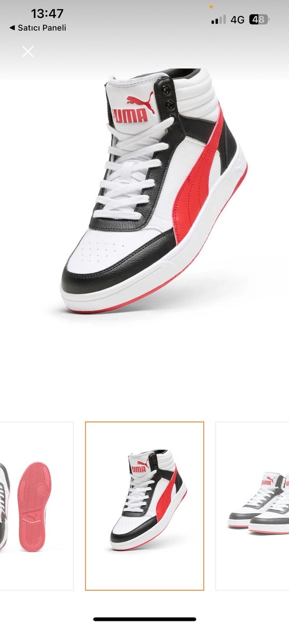 Puma Kırmızı Baskılı Spor Ayakkabı Velcro Detaylı Sıfır Kutulu - Görsel 5