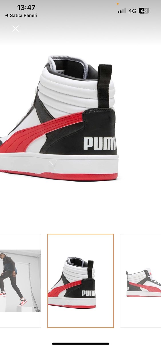 Puma Kırmızı Baskılı Spor Ayakkabı Velcro Detaylı Sıfır Kutulu - Görsel 2