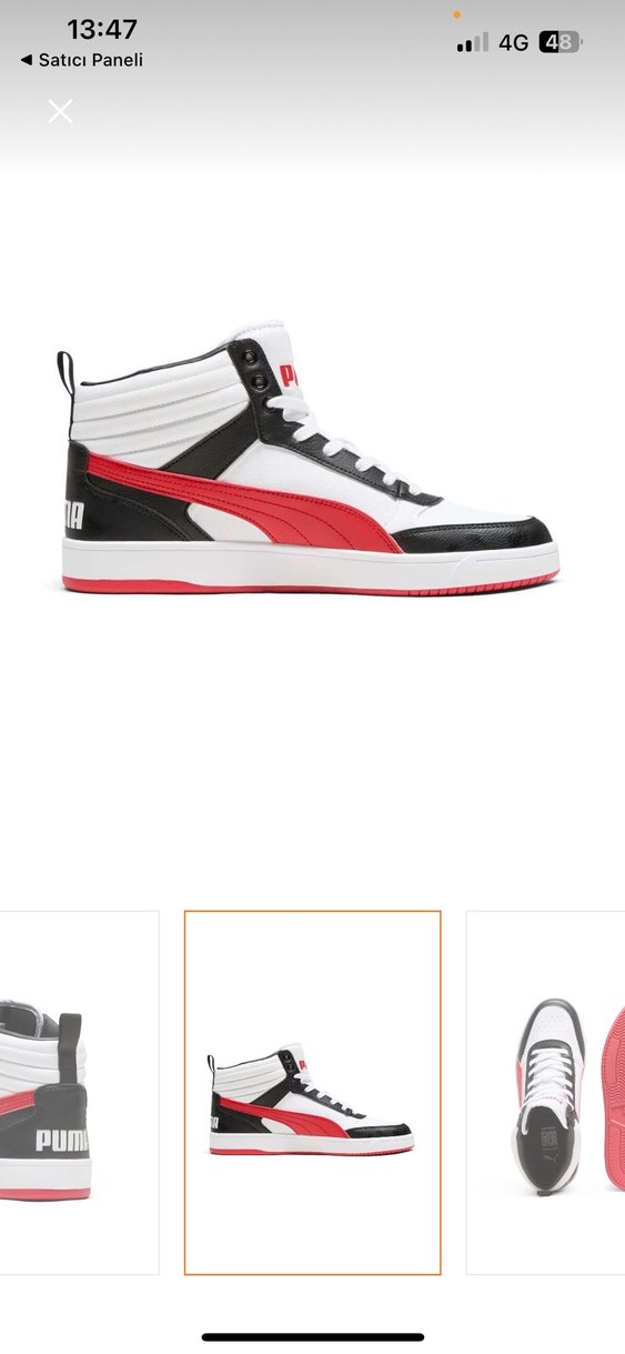 Puma Kırmızı Baskılı Spor Ayakkabı Velcro Detaylı Sıfır Kutulu - Görsel 3