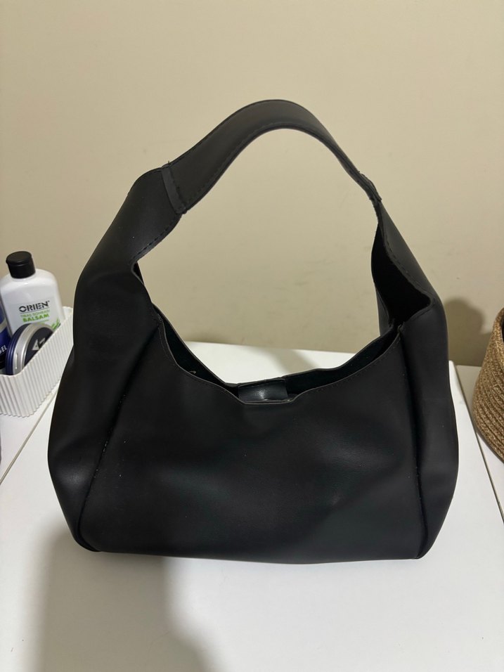 Siyah Minimalist Deri Kadın Çanta - Görsel 2