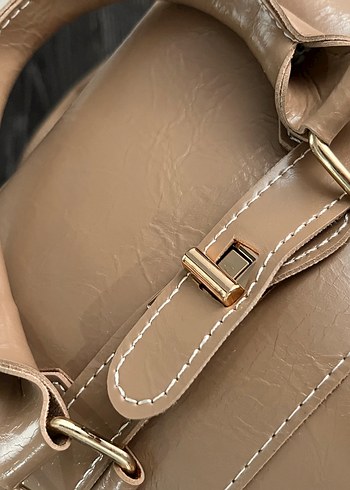 Bej Deri Tokalı Kadın Çanta - Görsel 6