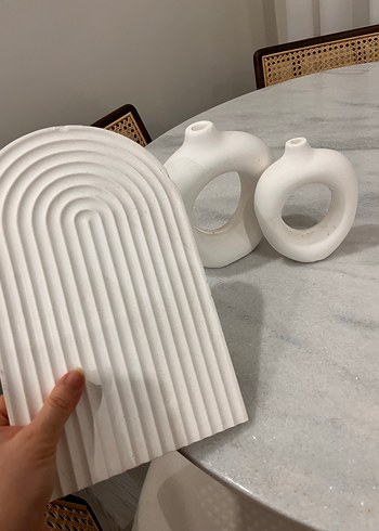 Beyaz Modern Dekoratif Vazo Seti - Görsel 4