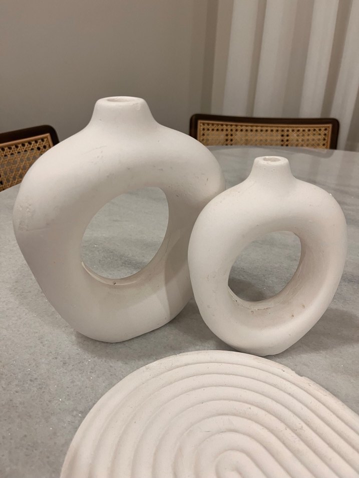 Beyaz Modern Dekoratif Vazo Seti - Görsel 2