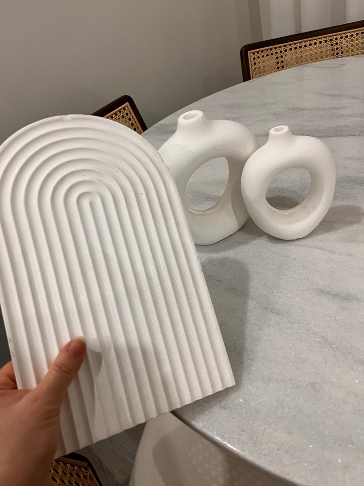 Beyaz Modern Dekoratif Vazo Seti - Görsel 4