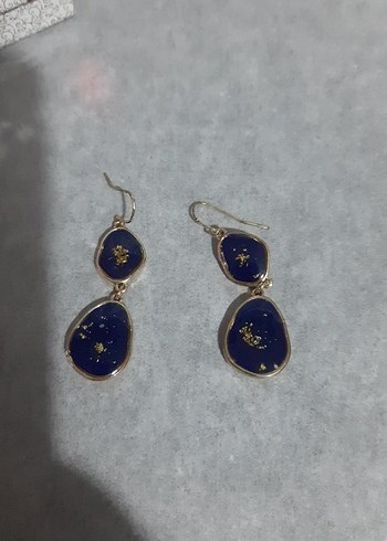 Uzun Lacivert Boncuklu Bohem Küpe - Görsel 2