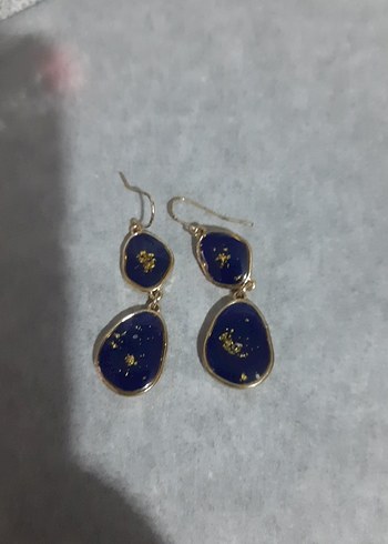 Uzun Lacivert Boncuklu Bohem Küpe - Görsel 3