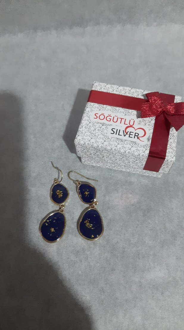 Uzun Lacivert Boncuklu Bohem Küpe - Görsel 4