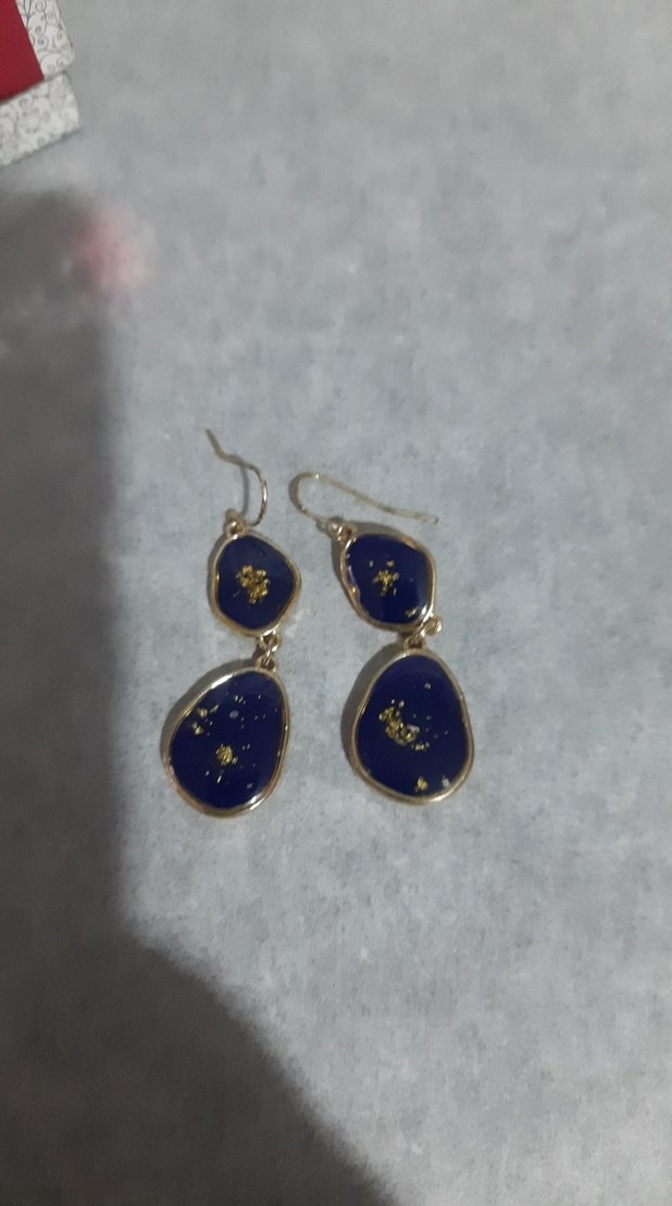 Uzun Lacivert Boncuklu Bohem Küpe - Görsel 3