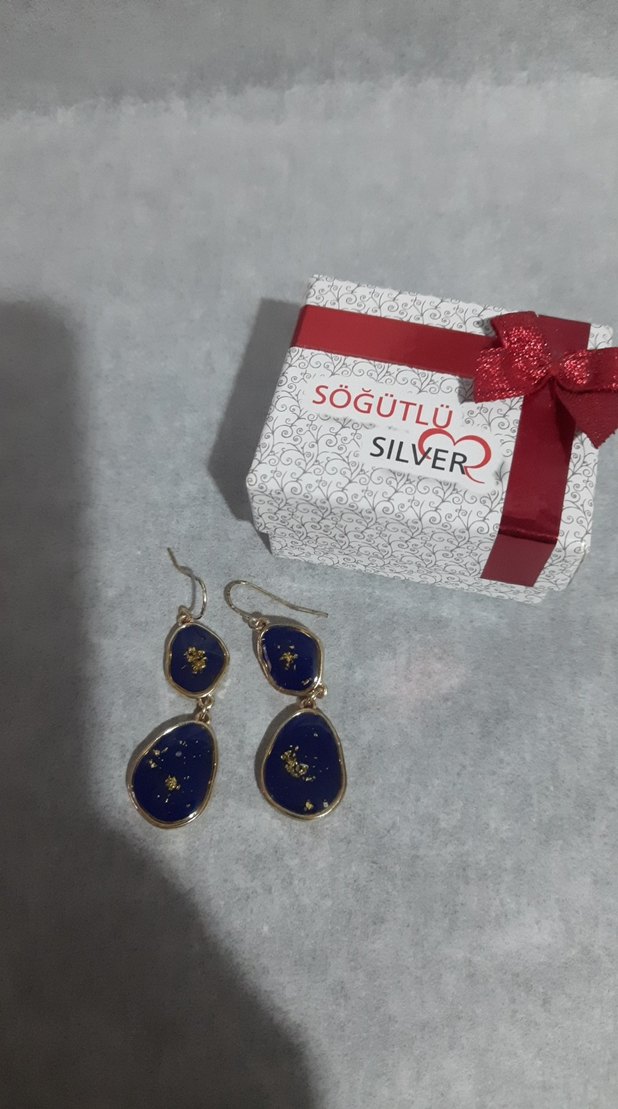 Uzun Lacivert Boncuklu Bohem Küpe - Görsel 5