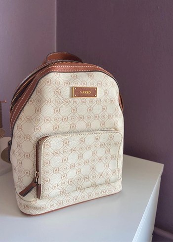 Bej Deri Vakko Baskılı Kadın Çanta Orjinal - Görsel 2