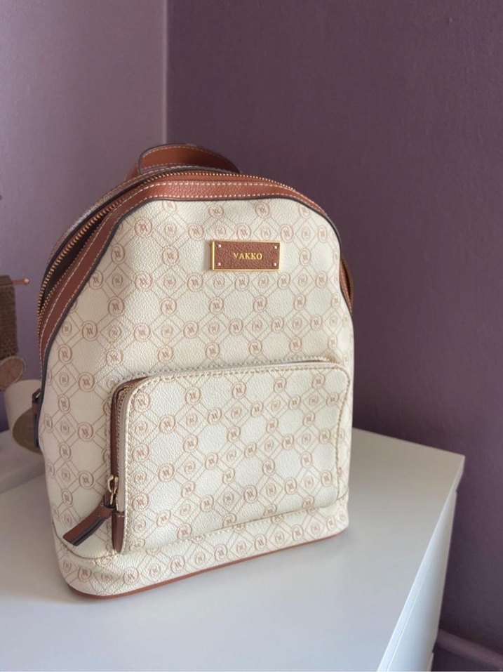 Bej Deri Vakko Baskılı Kadın Çanta Orjinal - Görsel 2