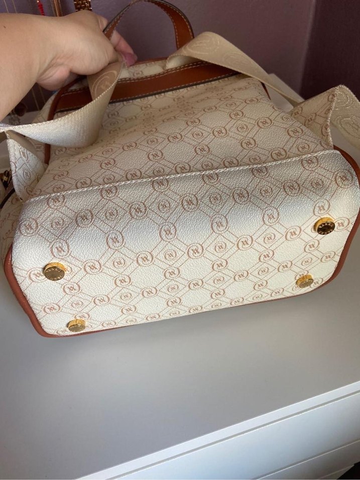 Bej Deri Vakko Baskılı Kadın Çanta Orjinal - Görsel 3