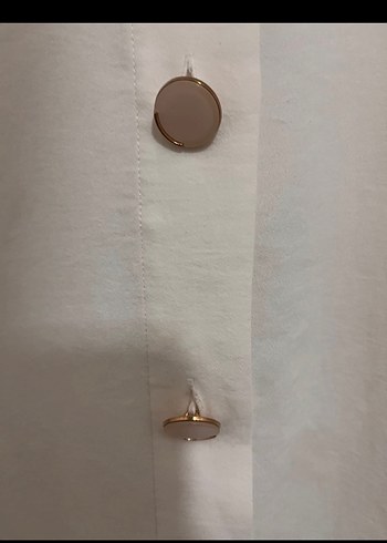 Düğmeli Beyaz Kadın Keten Gömlek - Görsel 3