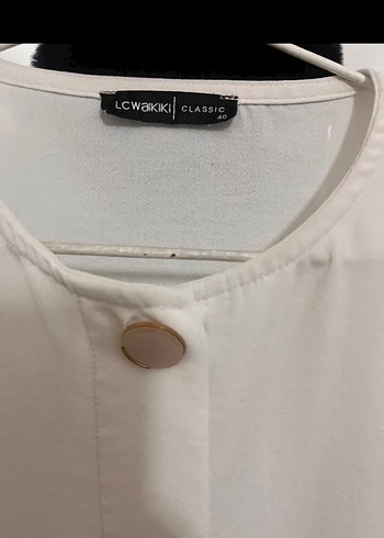 Düğmeli Beyaz Kadın Keten Gömlek - Görsel 2