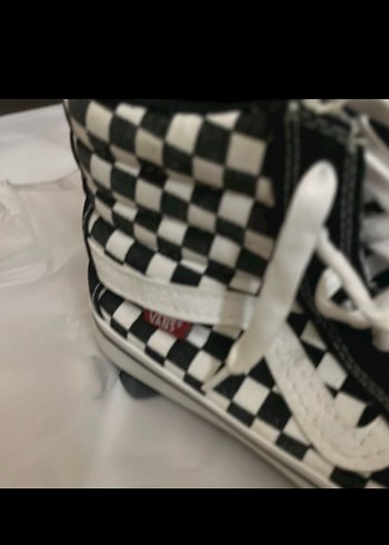 Vans Deri Fermuarlı Kareli Dolgu Topuklu Spor Ayakkabı - Görsel 2