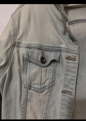 Gri Düğmeli Kadın Denim Ceket - Görsel 2