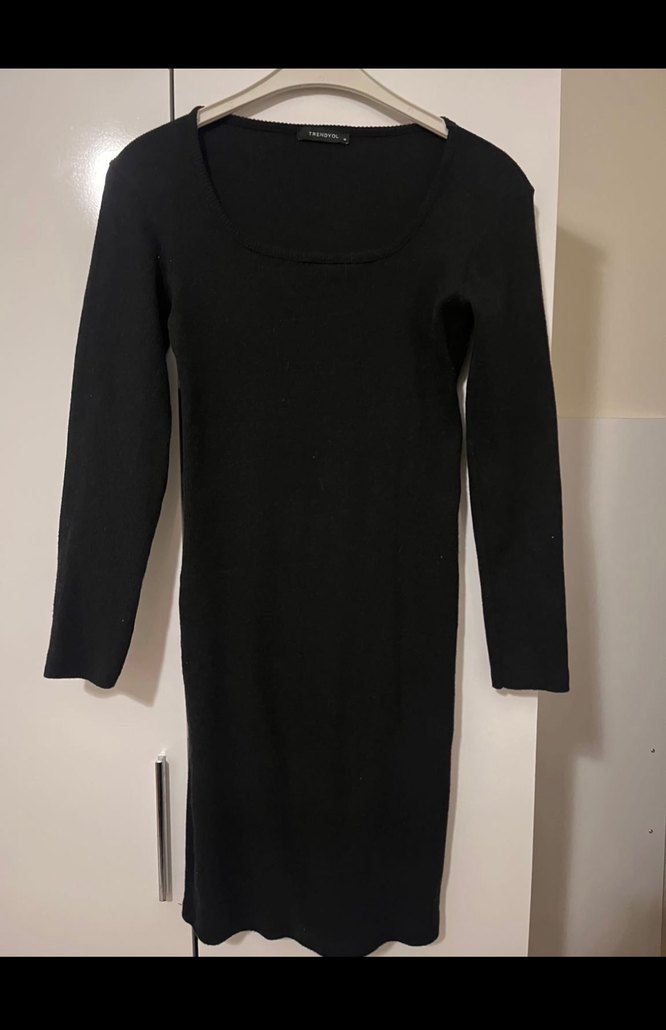 Siyah Kadın Uzun Kollu Triko Elbise - Görsel 3