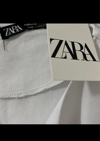 Zara Beyaz Kısa Kesim Uzun Kollu Keten Gömlek - Görsel 2