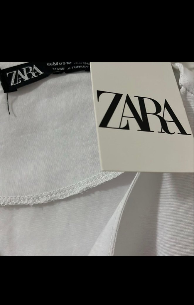 Zara Beyaz Kısa Kesim Uzun Kollu Keten Gömlek - Görsel 2