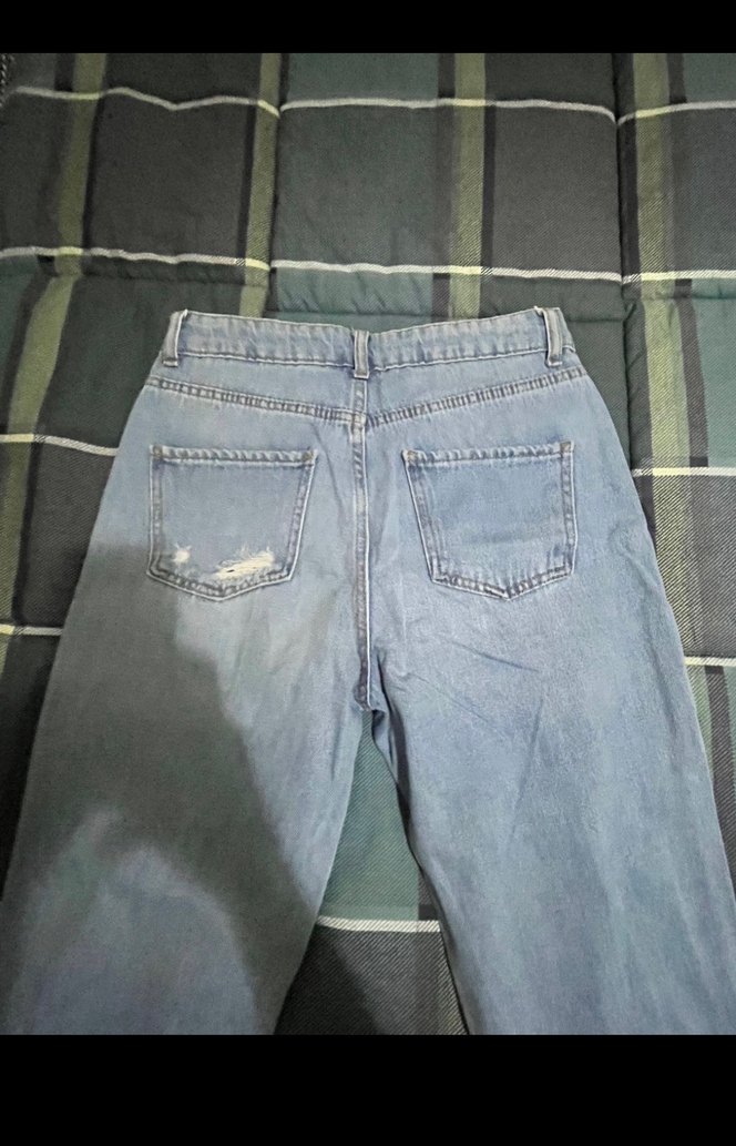 Rahat Kesim, Yırtık Detaylı Mavi Denim Pantolon - Görsel 2