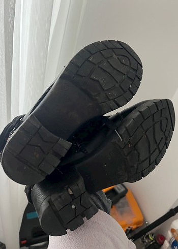 Siyah Deri Goth Blok Topuklu Bot - Görsel 6